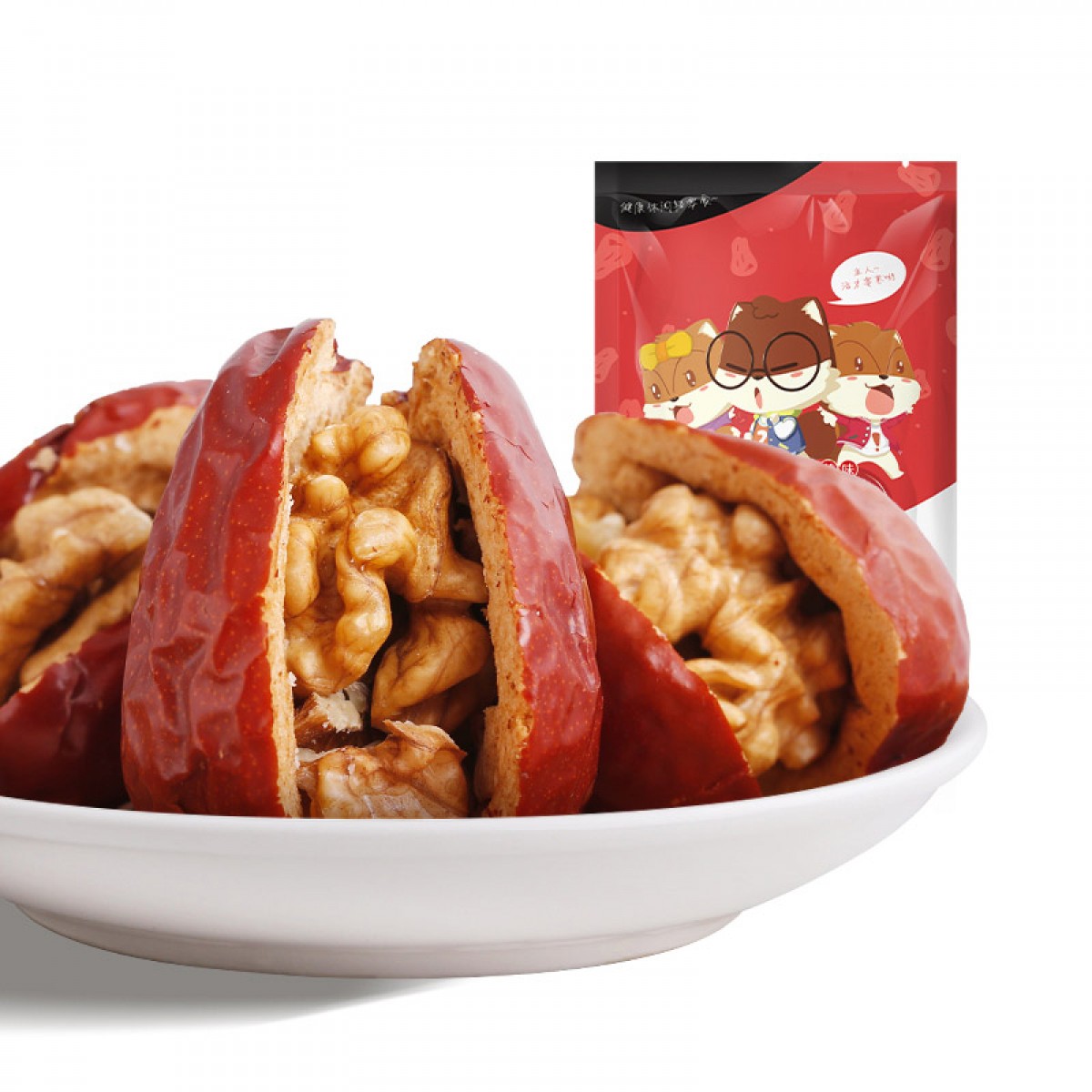 【三隻松鼠_甜夾脆棗夾核桃仁258g】休閒零食特產紅棗子夾核桃 松鼠新風尚 300款零食 低至3折起