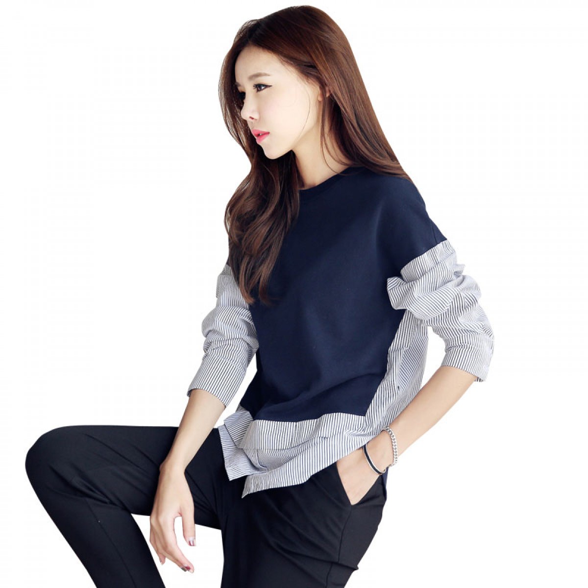 樸信惠明顯同款韓都衣捨2017春裝新款高領毛衣女套頭寬鬆純色韓版 領券下單立減/單件包郵/先拍先發貨！