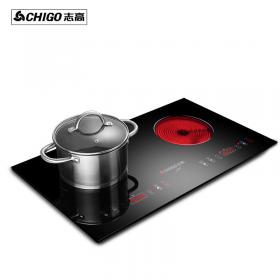 志高嵌入式電陶爐家用雙頭雙灶鑲嵌式電磁爐雙眼光波爐特價正品 不挑鍋可燒烤 三環猛火 嵌入式雙灶