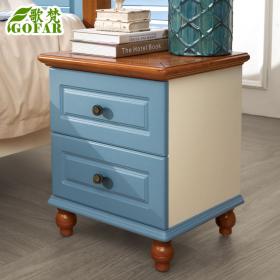 歌梵 床頭櫃 地中海美式鄉村藍色田園床邊櫃 儲物臥室傢俱 品質保障 用料環保 質保5年--不單賣