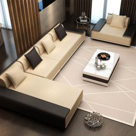 馬氏皇庭布藝沙發組合現代簡約大小戶型客廳傢俱轉角整裝皮布沙發 舒適棉麻可拆洗 顏色可定制 極速發貨