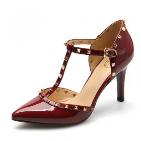 萊爾斯丹 2017春新款復古粗跟圓頭中跟高跟鞋女鞋通勤單鞋8M43701